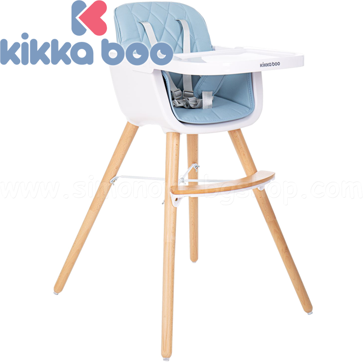 *2020 KikkaBoo Дървен стол за хранене WOODY Blue 31004010084 *2020 KikkaBoo Дървен стол за хранене WOODY Blue 31004010084